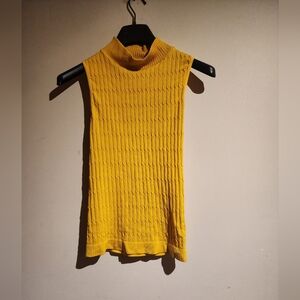 Yellow Sleeveless Ribbed Knit Mock Neck Sweater from Nordstrom Rack